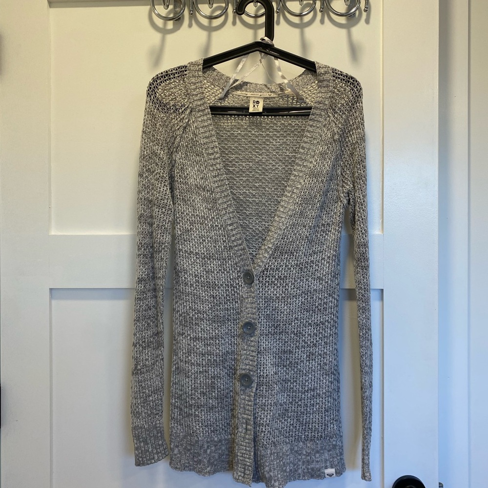 Gray Button-Up Cardigan Sweater